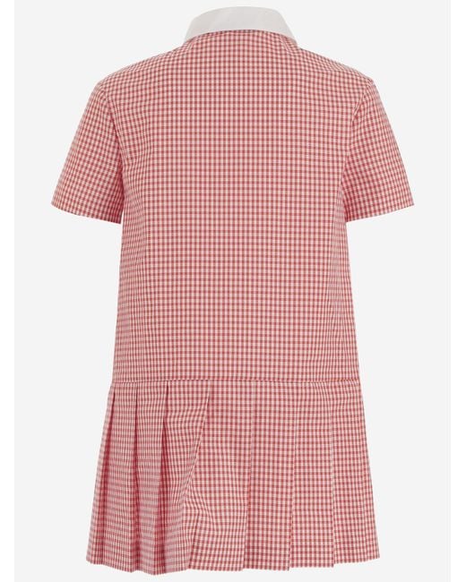 Gucci Pink Dress Stretch Cotton Checked Pattern