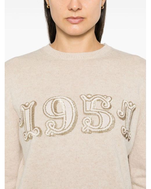 Max Mara Natural Sequined Embroidered Pullover