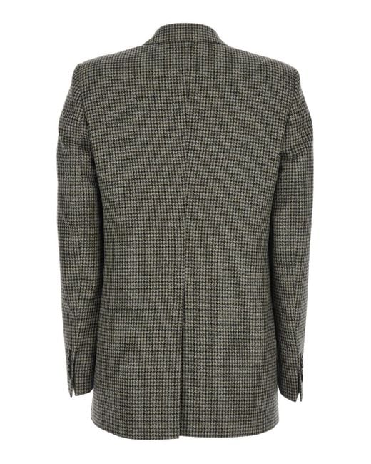 Tagliatore Gray Double-Breasted Jacket With Notched Revers And All-Over Check Motif
