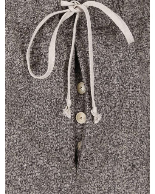 Rick Owens Gray Pantalon Drawstring Slim Long Noir Mélangé Trousers for men