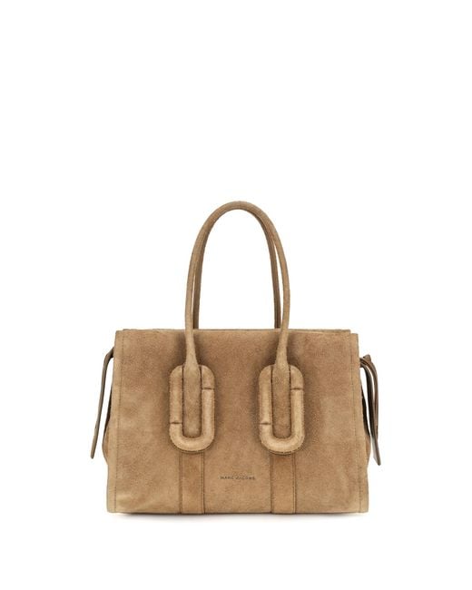 Marc Jacobs Metallic Tote Handbag Babe City Suede Calf Leather Shoulder Bags