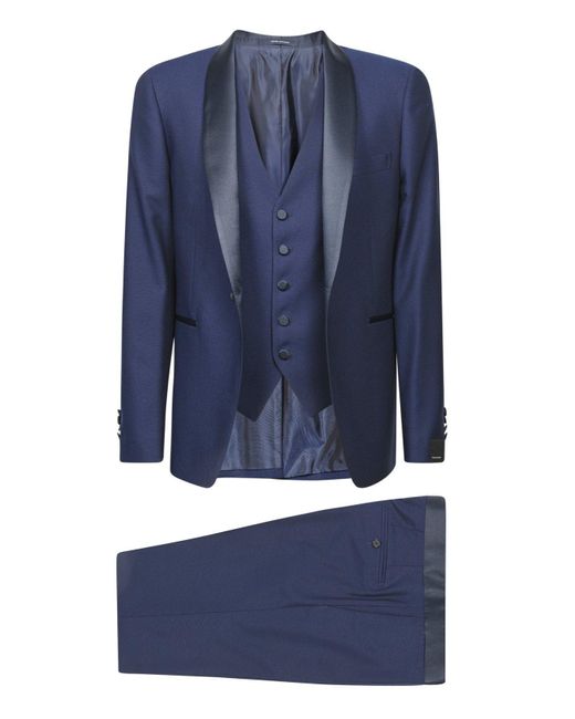 Tagliatore Blue Single-breasted Three-piece Suit Set for men