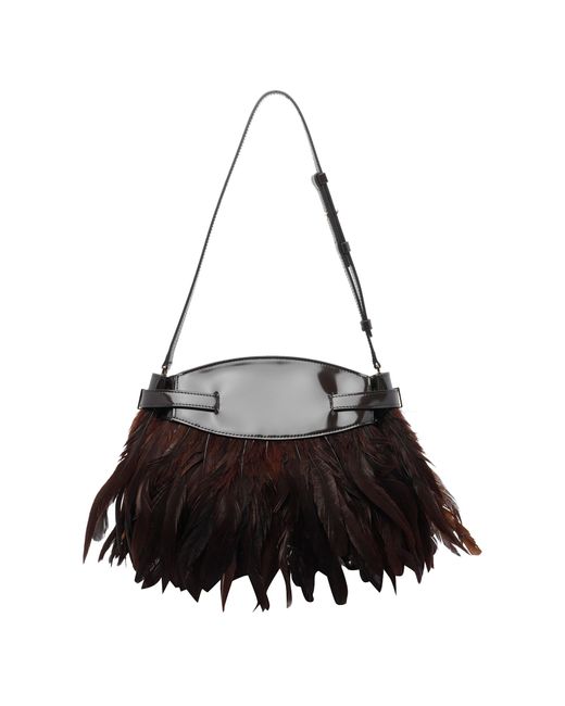 Ferragamo Black Soft Hug Crossbody Bag With Feathers