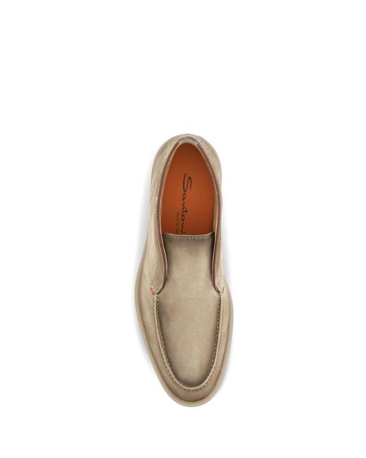 Santoni Brown Slip-On Loafers Digits Suede Upper: Trainers for men