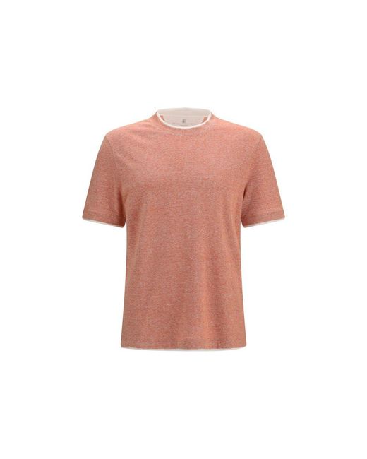 Brunello Cucinelli Pink Orange Cotton T for men
