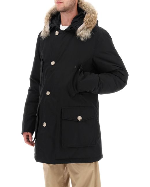 Woolrich Black Arctic Parka With Coyote Fur for men