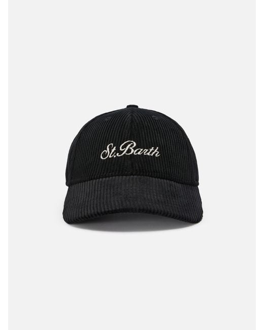 Mc2 Saint Barth Black Baseball Cap Corduroy Velvet Hat