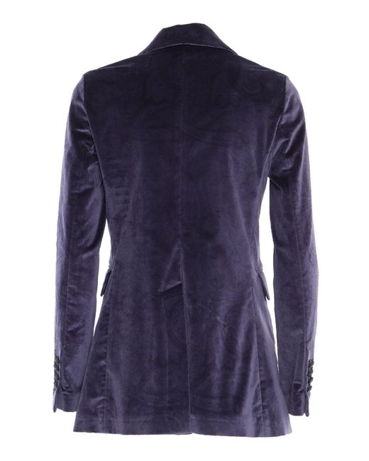 Circolo 1901 Blue Velvet Double Breasted Jacket Cotton Elastane