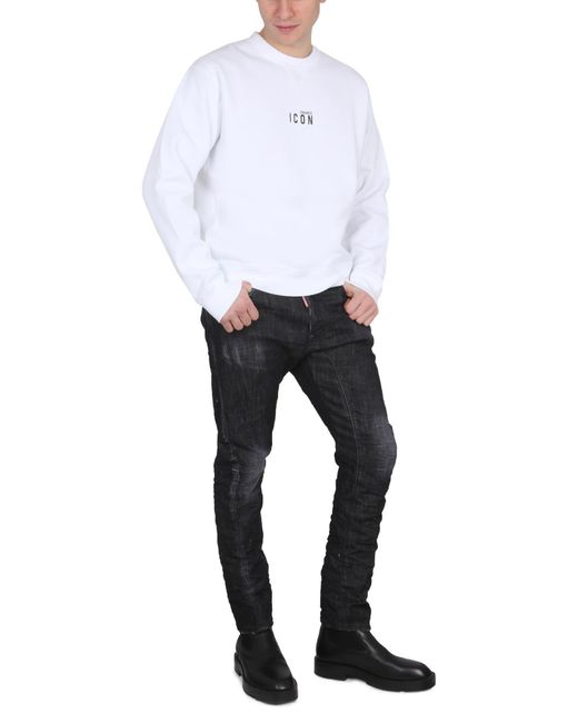 DSquared² White Sweatshirt With Logo Print for men