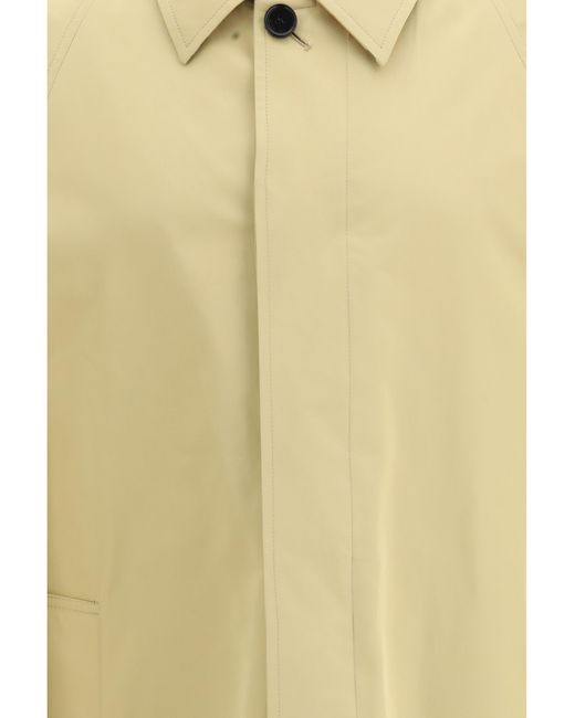 Burberry White Long Cotton Car Coat Trench for men