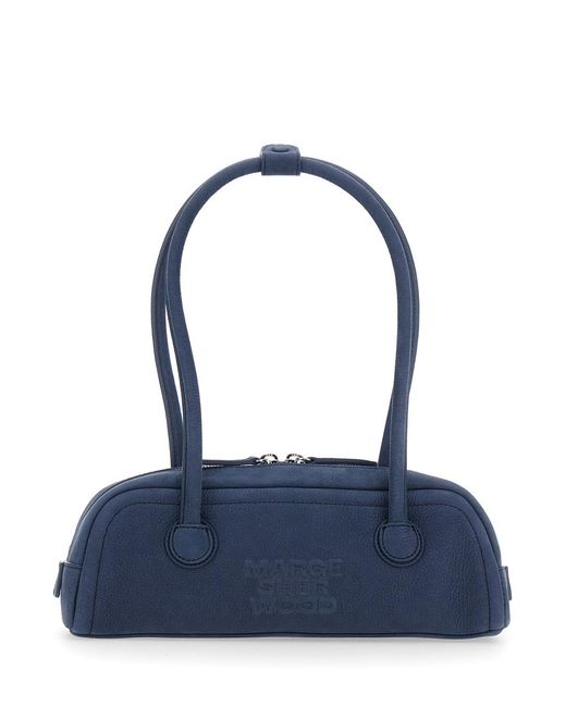 MARGE SHERWOOD Blue Shoulder Bag Soft Boston Ew Mini Leather Cow