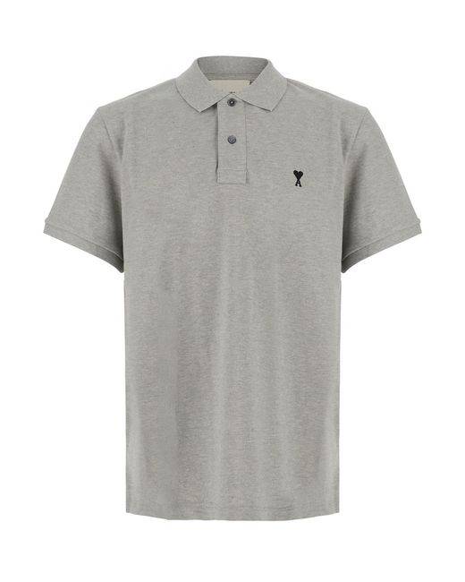 AMI Gray Polo Shirt Ami De Coeur Cotton T-Shirts for men