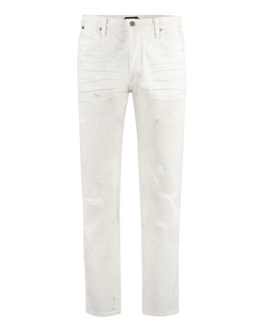 Tom Ford White 5-pocket Straight-leg Jeans for men