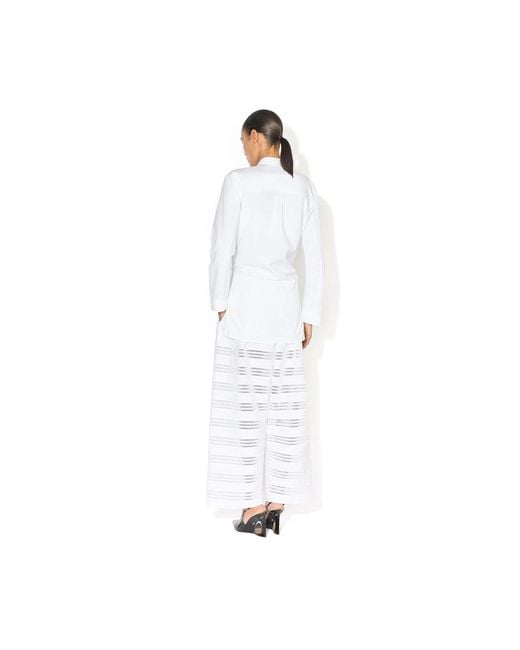 Maison AlaïA White Pantalon Rond En Coton Poplin Blanc Trousers