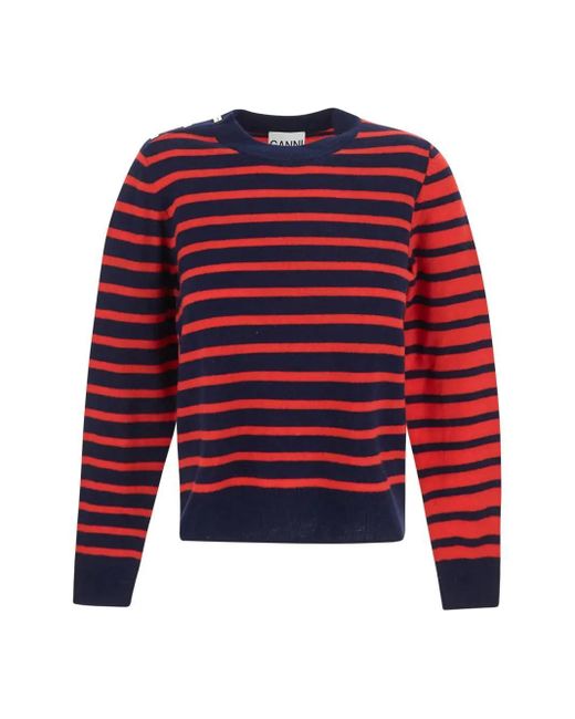 Ganni Red Pinstripe Sweater