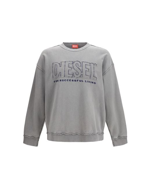 DIESEL Gray S-Boxt-Raw-V1 Sweatshirt Cotton Sweatshirts for men