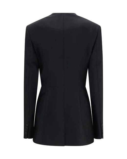 Givenchy Black Cut-Out Double-Breasted Blazer Wool Ovis Aries; Mohair Blazers & Vests