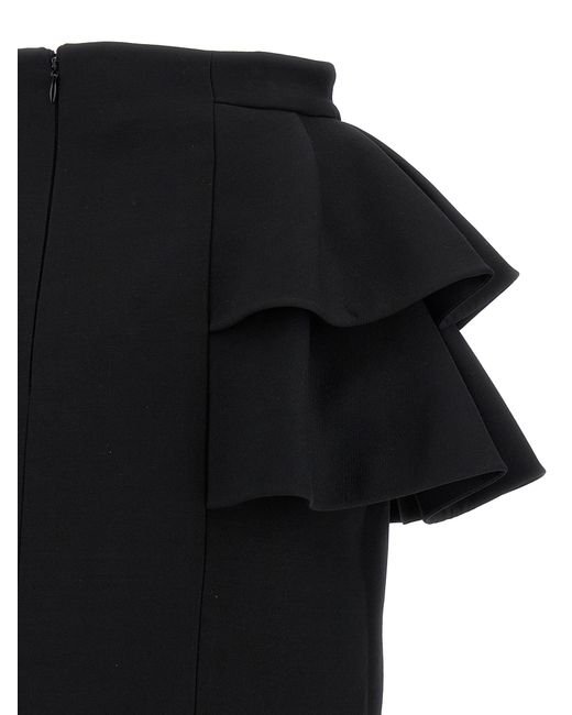 Valentino Garavani Black Crepe Couture Skirt Virgin Wool Silk