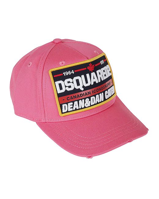 DSquared² Pink Canadian Iconography Logo Baseball Cap for men