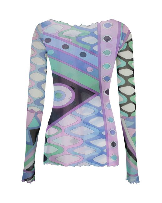 Emilio Pucci Blue Printed Long-Sleeve Top