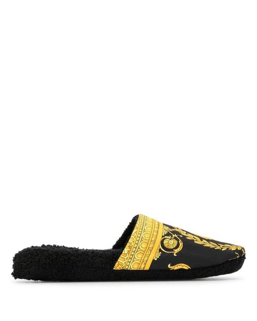 Versace Black Medusa Barocco House Slippers