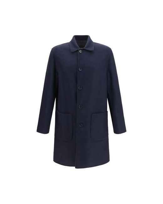 Etro Blue Wool Oves Aries Coat for men