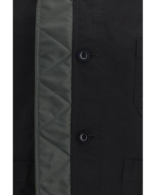 Sacai Black Nylon Ripstop Twill Bomber Jacket for men