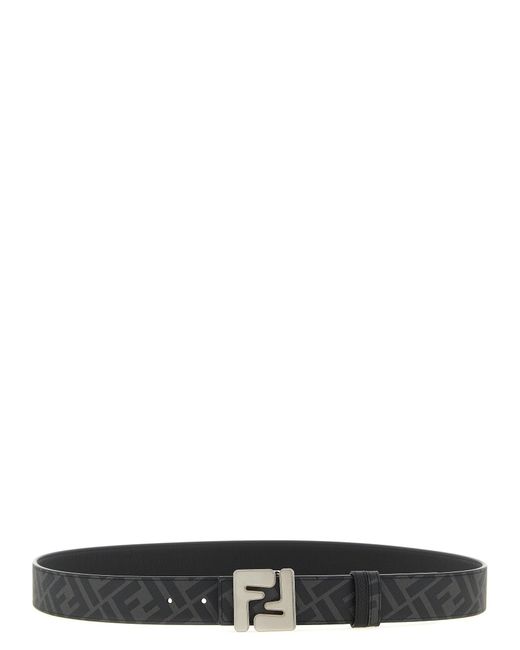 Fendi Black Squared Ff Reversible Belt for men