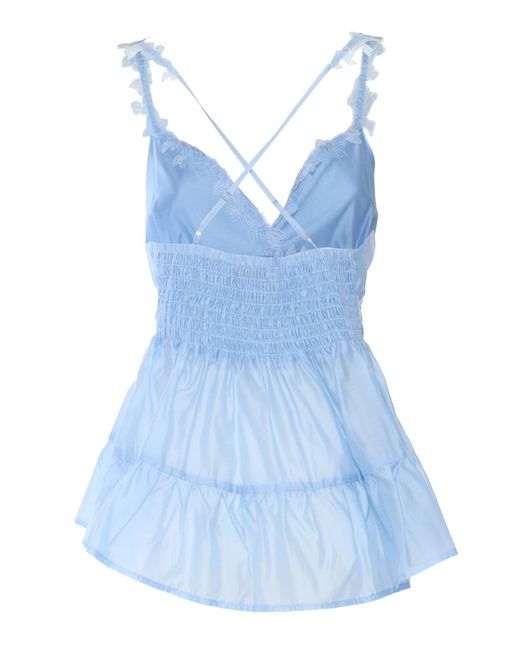 Ermanno Scervino Blue Light Top With Laces