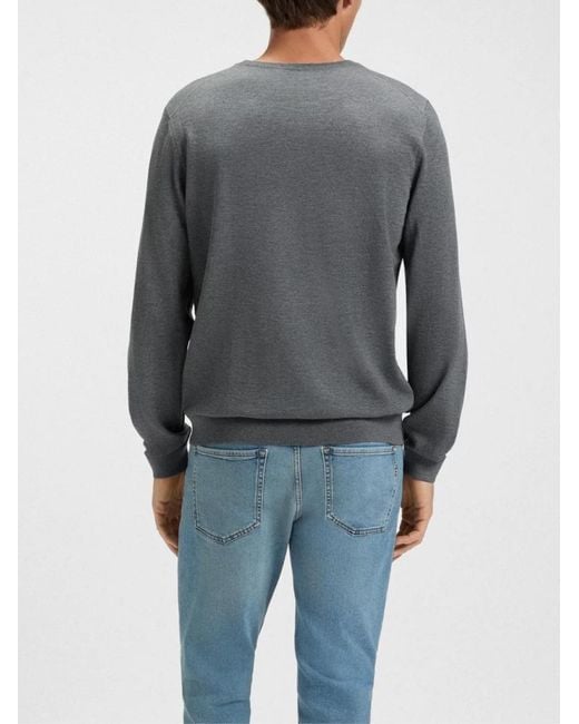 Boss Blue Melba V-Neck Virgin Wool Sweater Clothing Knitwear for men