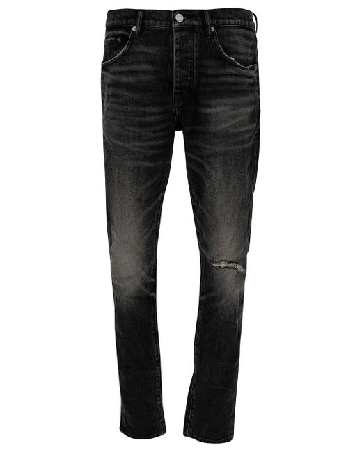 Purple Brand Black Skinny Jeans With Rips In Stretch Cotton Denim for ...