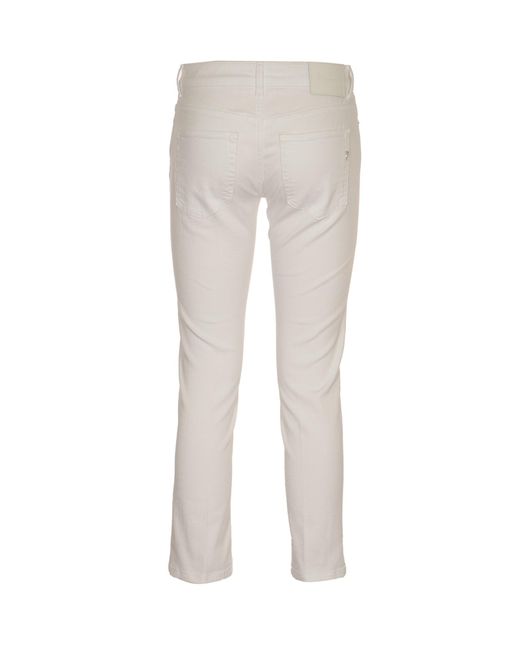 Dondup White Button Skinny Fit Jeans