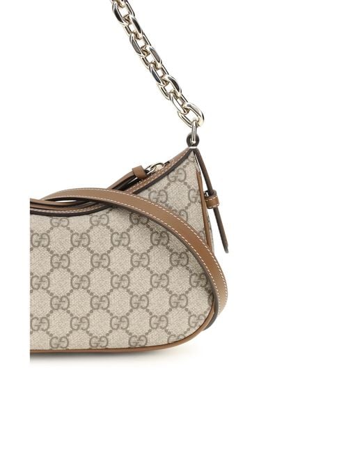 Gucci White Small Gg Emblem Shoulder Bag Fabric Handbags