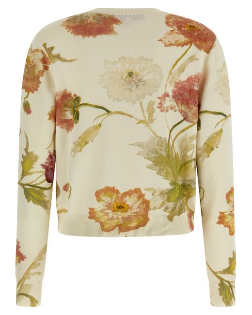 Carolina Herrera Green Floral Print Cardigan Sweaters And Cardigans