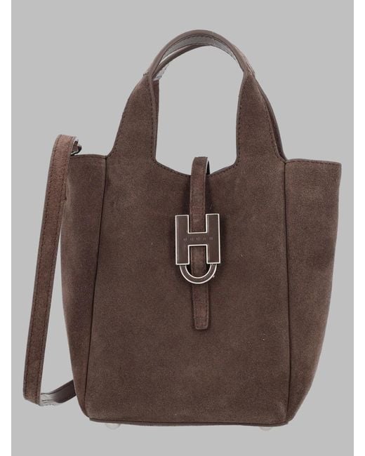 Hogan Brown Mini Shopping Bag Leather Handbags