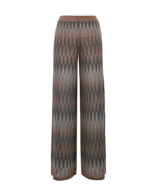 D.exterior Brown Patterned Viscose Trousers