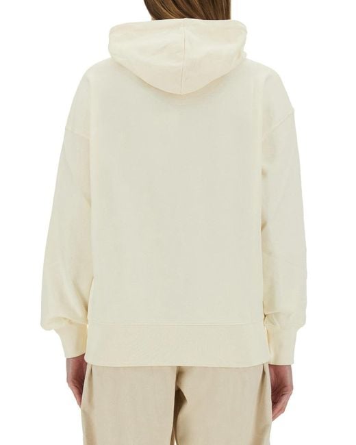 MSGM Natural Sweatshirt With Brushed Logo Cotton Sweatshirts