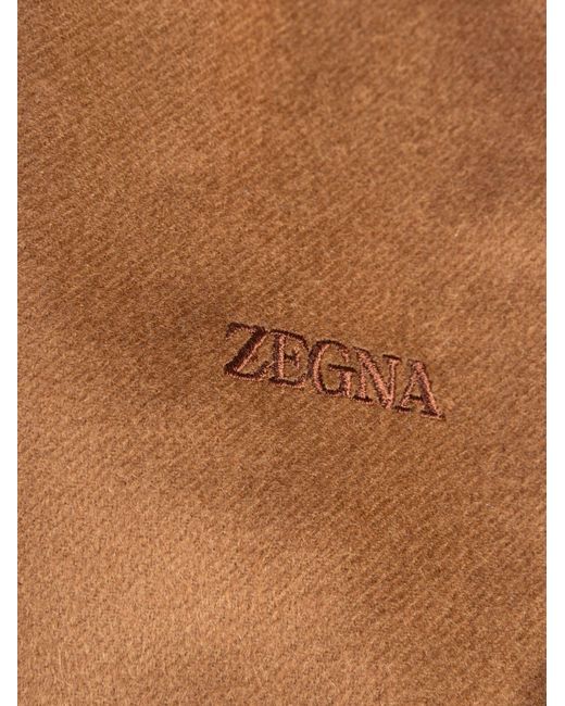 Zegna Natural Logo Fringed Scarf for men