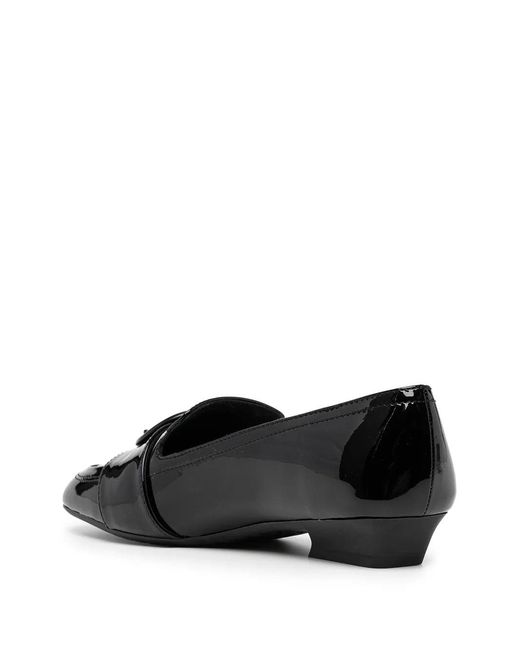 Ferragamo Black Buckle-Detail Leather Loafers