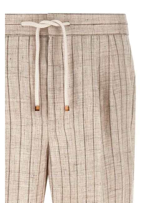 Brunello Cucinelli Natural Linen Casual Pants for men
