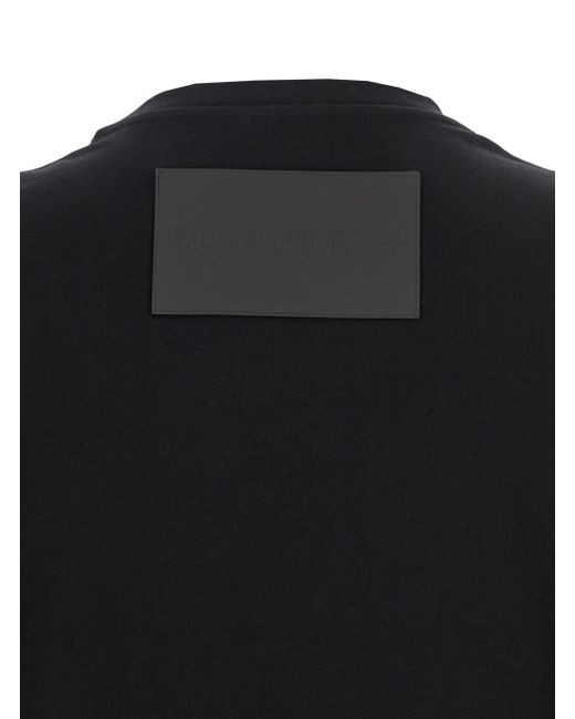 Jil Sander Black Crewneck T-Shirt With Logo Patch On The Rear for men