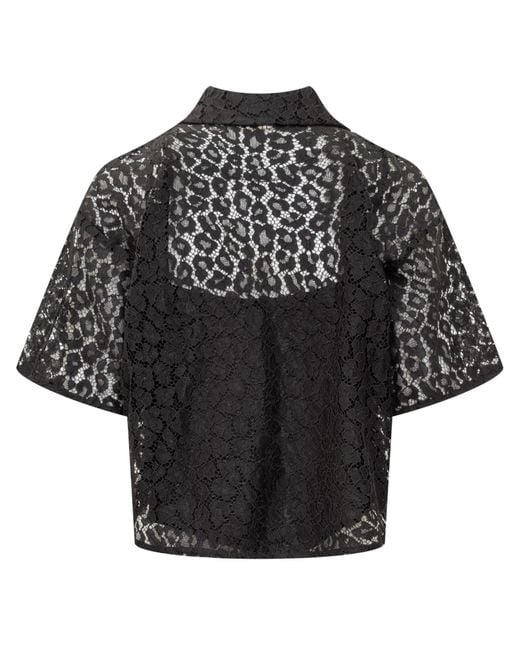 MICHAEL Michael Kors Black Michael Lace Crop Down Shirt