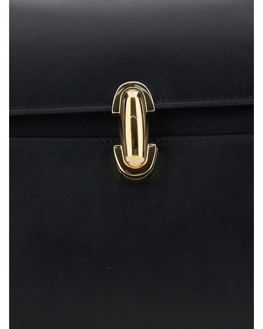 SAVETTE Black Handbag Soft Symmetry Calf Leather Hand Bags