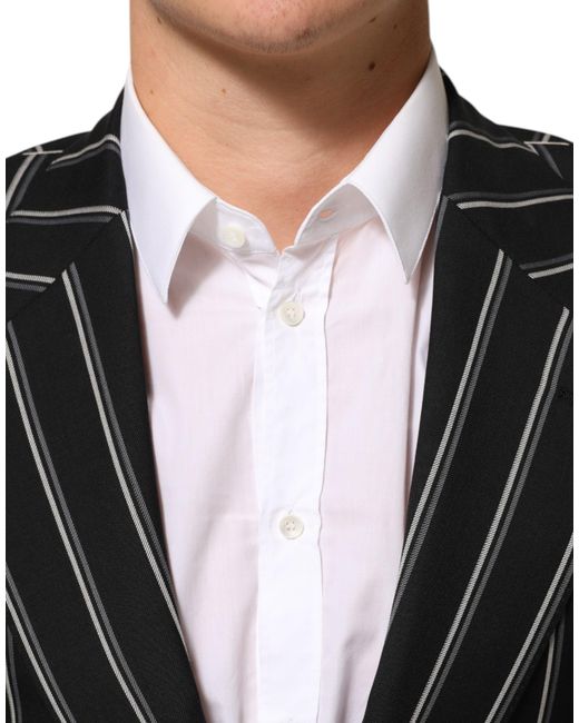 Dolce & Gabbana Black Stripes Sicilia 1 Button Suit Blazer for men