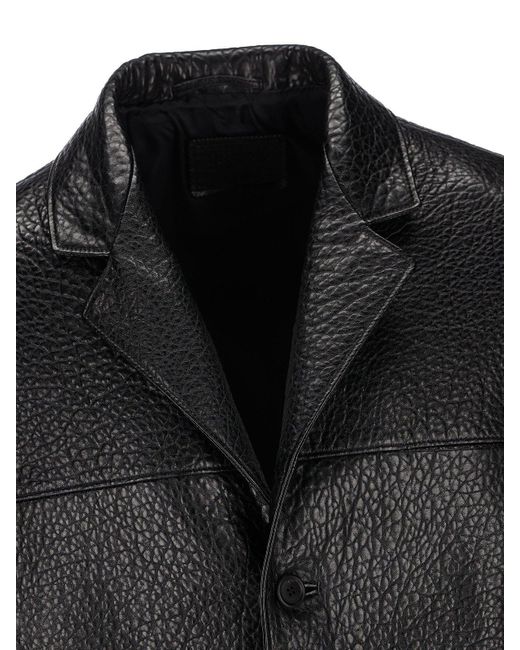 Prada Black Single-breasted Long-sleeved Leather Jacket for men
