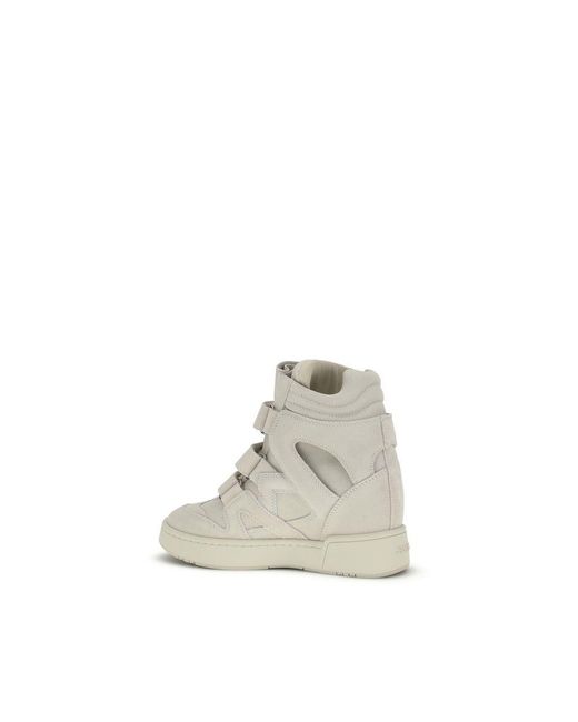 Isabel Marant White Calf Leather Bos Taurus Platform Sneakers