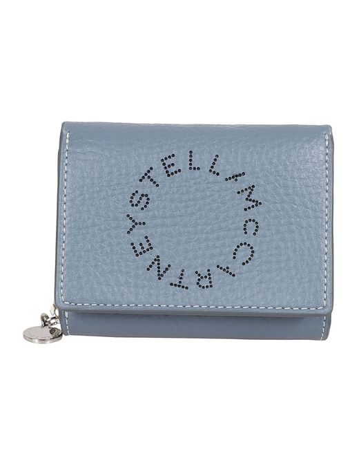 Stella McCartney Blue Trifold Wallet Embossed Grainy Mat