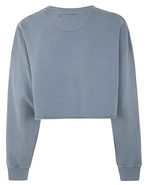 Golden Goose Deluxe Brand Blue Journey Cropped Crewneck Sweatshirt