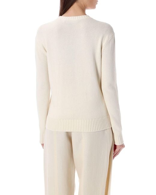Ralph Lauren Collection White Linen Polo Bear Sweater