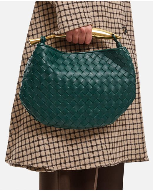 Bottega Veneta Green Sardine Leather Top Handle Bag